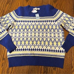⭐️⭐️ NEW Loft Fair Isle Sweater Sz MP M Petite NWT soft cozy blue yellow white